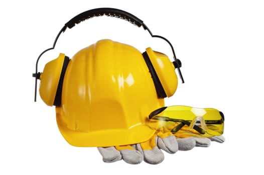 Standard construction safety equipment, it is isolated on white