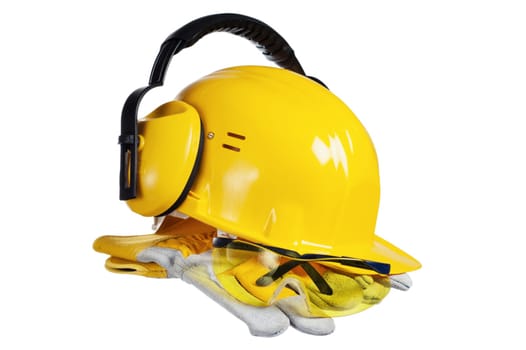 Standard construction safety equipment, it is isolated on white