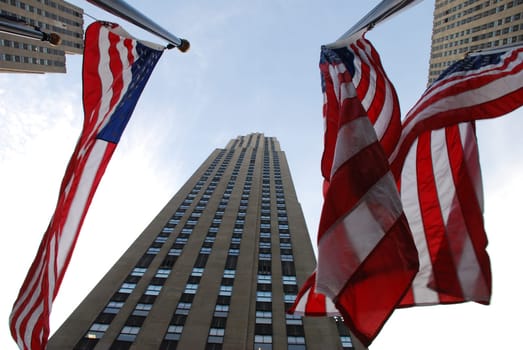ROCKEFELLER CENTRE MANHATTAN USA FLAG NEW YORK