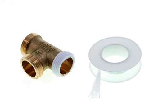 details of plumbing fitting isolated on white background