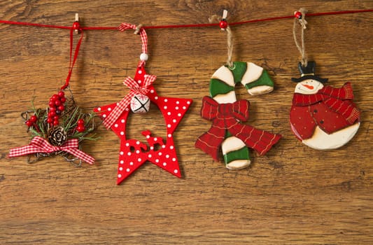 Christmas decoration over wooden background