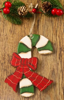 Christmas decoration over wooden background