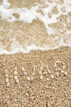 HVAR word made of pebbles, authentic picture of Hvars beach