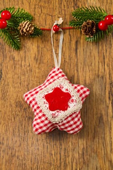 Christmas decoration over wooden background