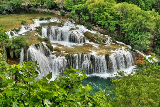 Krka river waterfalls in the Krka National Park, Roski Slap, Croatia