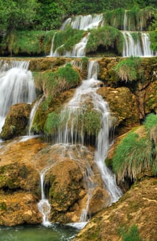 Krka river waterfalls in the Krka National Park, Roski Slap, Croatia