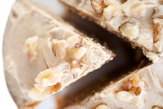 Sliced coffee cake ready for serving