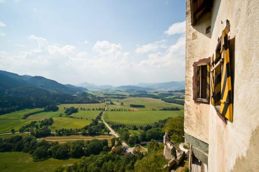 View from the old Castle Hochosterwitz in Carinthia/Austria. The castle is of of the landmarks of Carinthia.