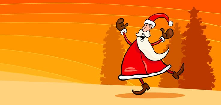 Greeting Card Cartoon Illustration of Happy Santa Claus or Papa Noel