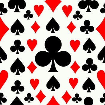 Seamless poker pattern background with card suits. Vector illustration layered for easy manipulation and custom coloring.