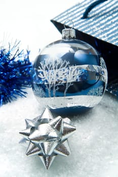 blue and silver christmas decorations