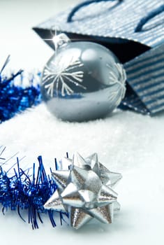 blue and silver christmas decorations