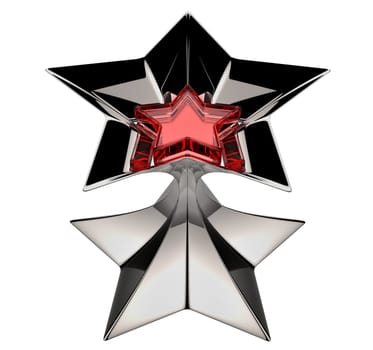 shiny silver star with red star core in motion for advertise