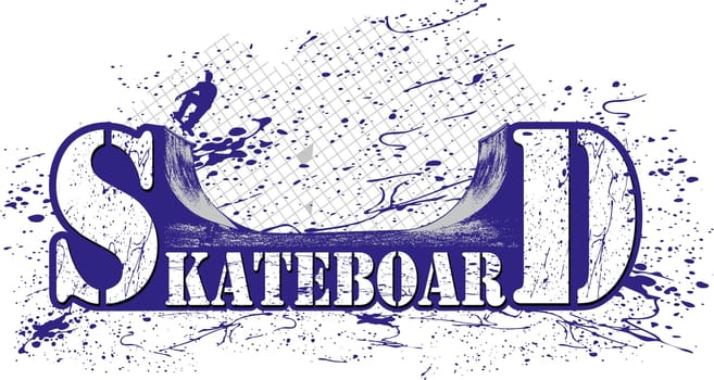 marked with a skateboard ramp, and a colorful splash Skateboarder.