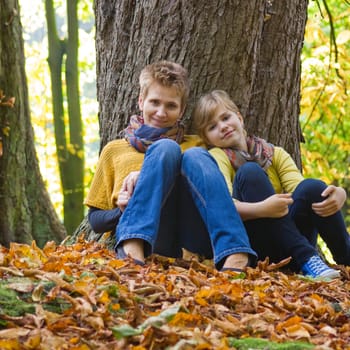 Mother with daughter in the park