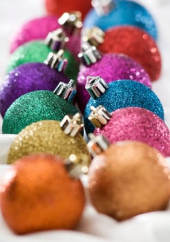 christmas balls with shallow focus close up shoot