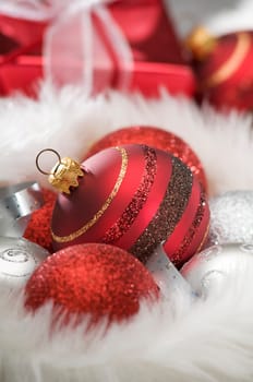 christmas balls with shallow focus close up shoot