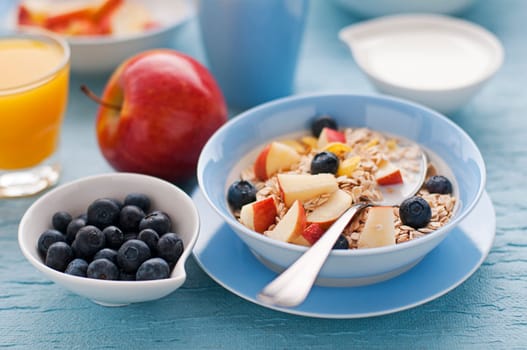 Healthy breakfast on the table close up