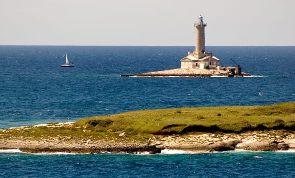 Lighthouse in north croatia on a sunny day