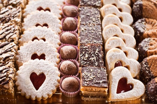 Assorted selection of biscuits in festive background