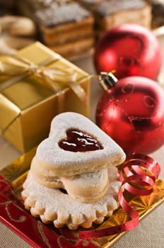 Freshly baked cookies for christmas close up