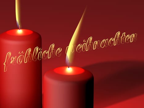 Christmas Theme Illustration - Burning Candles - Merry Christmas Lettering