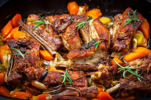 Roasted pork belly with vegetables