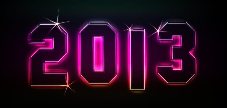 2013 as an illustration in neon light style