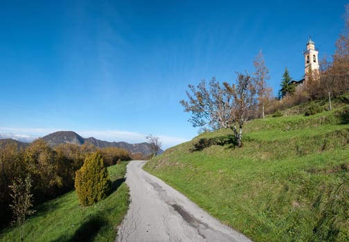 overview of a road in autumn campaigns of Liguria