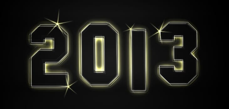 2013 as an illustration in neon light style