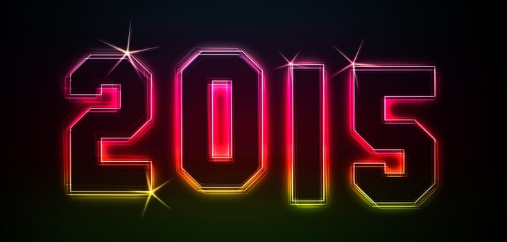 2015 as an illustration in neon light style