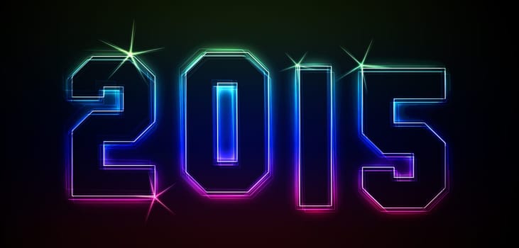 2015 as an illustration in neon light style
