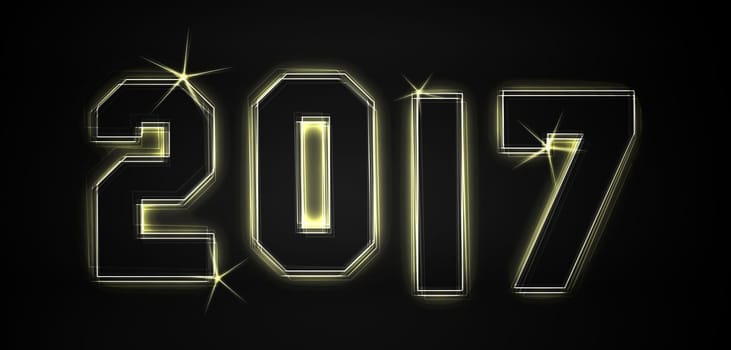2017 as an illustration in neon light style