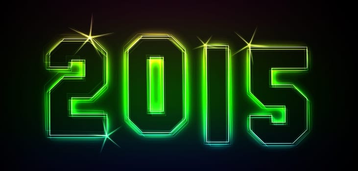 2015 as an illustration in neon light style