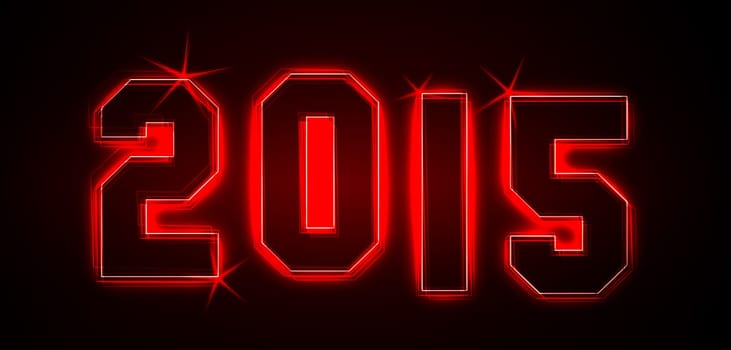 2015 as an illustration in neon light style