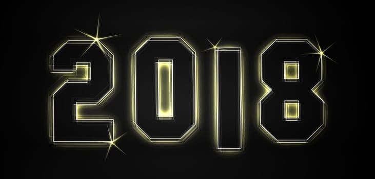 2018 as an illustration in neon light style