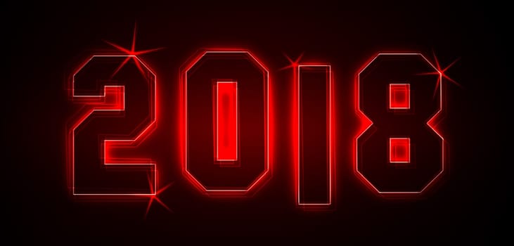 2018 as an illustration in neon light style
