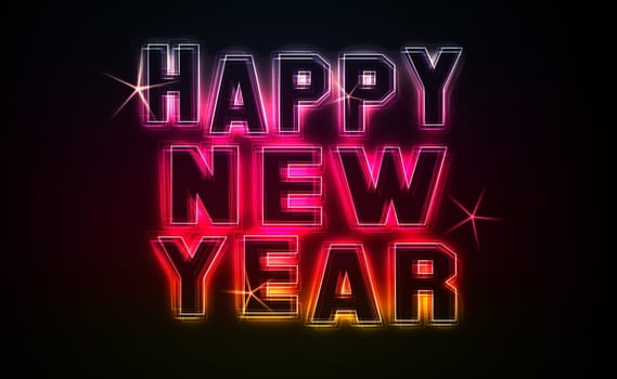 Happy New Year Party as an illustration in neon light style