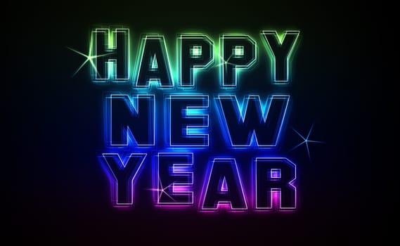 Happy New Year Party as an illustration in neon light style