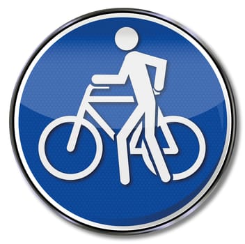 Bicycle sign,dismount and push