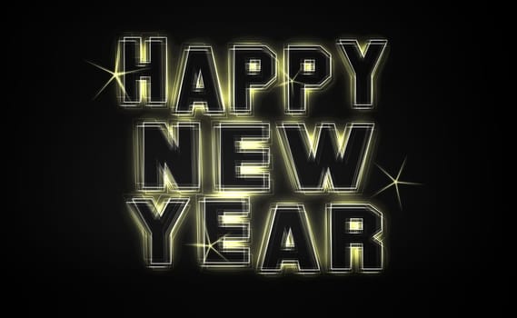 Happy New Year Party as an illustration in neon light style