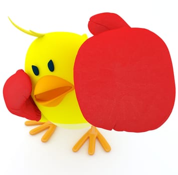 Little boxer chick on white - 3D render