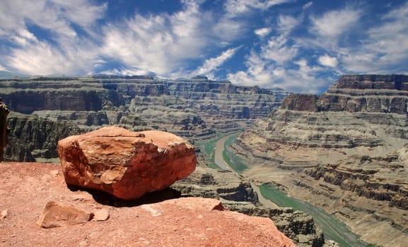 The view from Guano Point on the Grand Canyon West Rim overlooking the Colorado River.