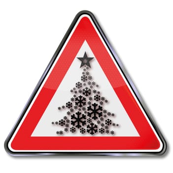 Sign Christmas tree and stars