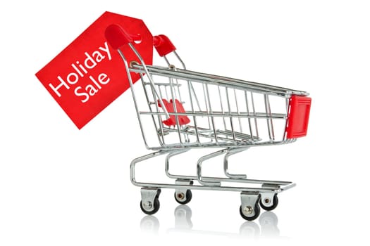 shopping cart with tag of Holiday sale