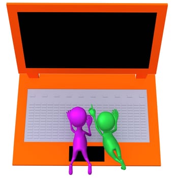 Over view reduced puppets search information by laptop