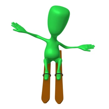 Front view green puppet glide without hand sticks