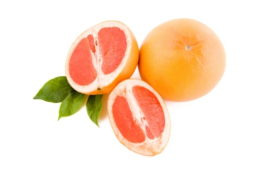 Fresh red grapefruits isolated on white background