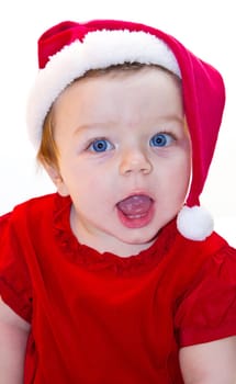 crawling Santa Claus baby girl