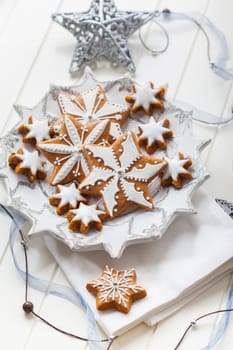 Homemade gingerbread for Christmas on the plate